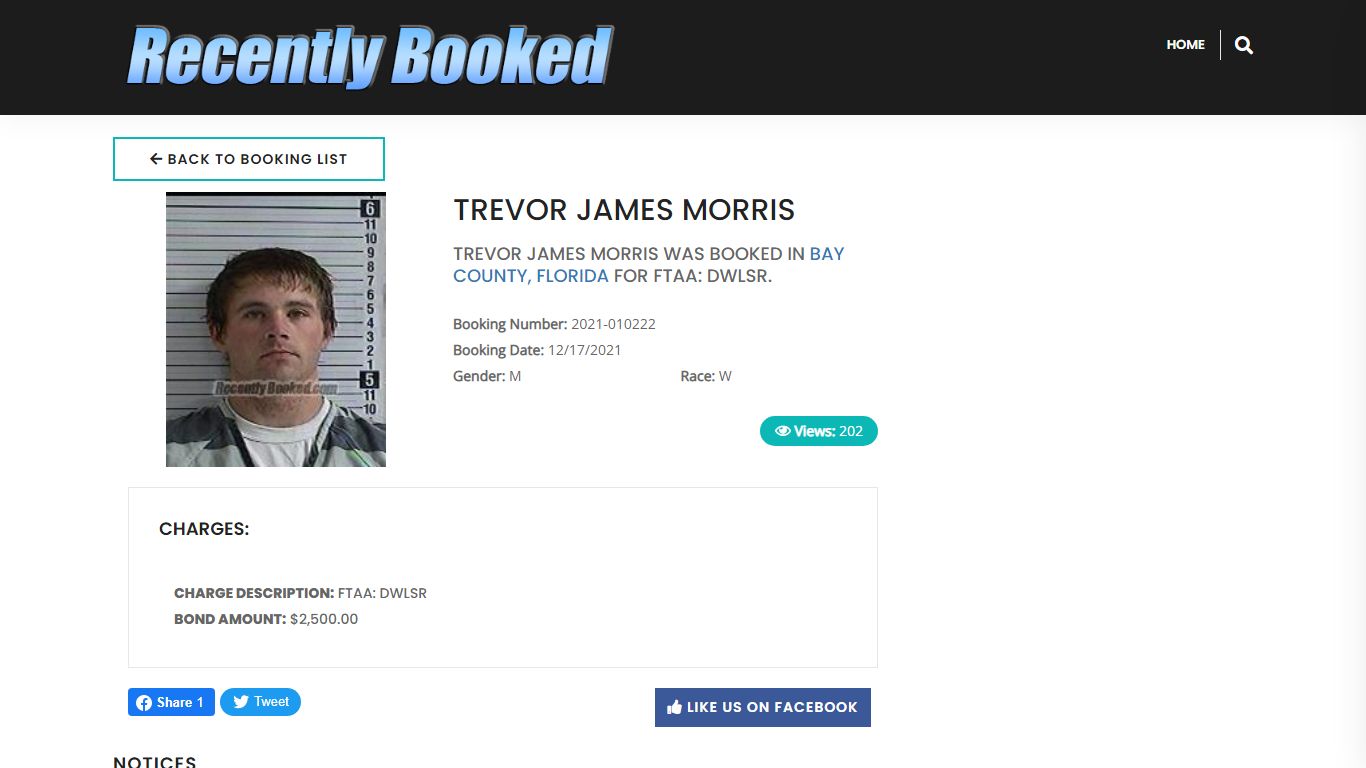 TREVOR JAMES MORRIS - Recently Booked
